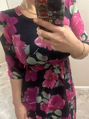 Floral Black and Pink Dress